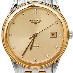 Pre Owned Longines Champagne Two-Tone Stainless Steel Flagship L4.974.3.37.7 Men's Wristwatch 38.50 mm