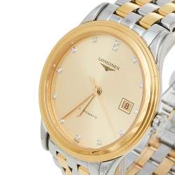 Pre Owned Longines Champagne Two-Tone Stainless Steel Flagship L4.974.3.37.7 Men's Wristwatch 38.50 mm
