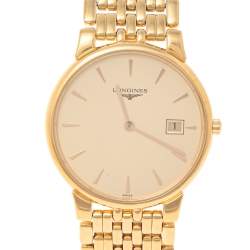 Pre Owned      Longines Champagne Gold Plated Stainless Steel Grande Classique L56322 Men's Wristwatch 33 mm