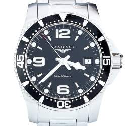 Pre Owned Longines Black Stainless Steel HydroConquest L3.470.4.56.6 Men's Wristwatch 41 mm
