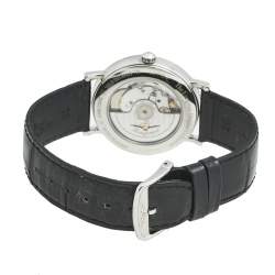 Pre Owned Longines White Stainless Steel Alligator The Elegant Collection L4.910.4.11.2 Men's Wristwatch 39 mm