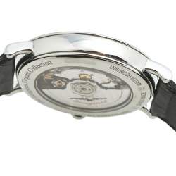 Pre Owned Longines White Stainless Steel Alligator The Elegant Collection L4.910.4.11.2 Men's Wristwatch 39 mm