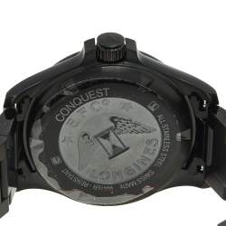 Longines Black PVD Coated Stainless Steel Conquest V.H.P. GMT L3.718.2.56.6 Men's Wristwatch 41 mm