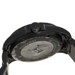 Longines Black PVD Coated Stainless Steel Conquest V.H.P. GMT L3.718.2.56.6 Men's Wristwatch 41 mm