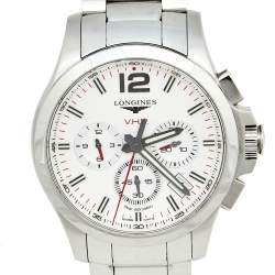Pre Owned Longines White Stainless Steel Conquest V.H.P L37174766 Men's Wristwatch 42 mm