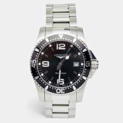 Pre Owned Longines Black Stainless Steel Hydro Conquest L3.740.4.56.6 Men's Wristwatch 41 mm