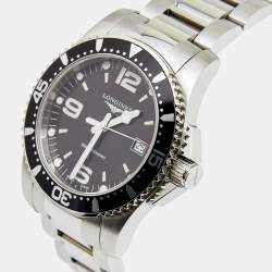 Pre Owned Longines Black Stainless Steel Hydro Conquest L3.740.4.56.6 Men's Wristwatch 41 mm