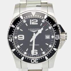 Pre Owned Longines Black Stainless Steel Hydro Conquest L3.740.4.56.6 Men's Wristwatch 41 mm