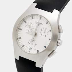 Longines Silver Stainless Steel Rubber L3.618.4.72.2 Men's Wristwatch 38 mm