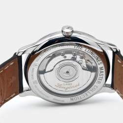 Longines Silver Stainless Steel Leather Master Collection L2.628.4.78.3 Men's Wristwatch 38.5 mm