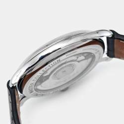 Longines Silver Stainless Steel Leather Master Collection L2.628.4.78.3 Men's Wristwatch 38.5 mm