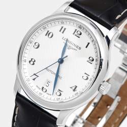 Longines Silver Stainless Steel Leather Master Collection L2.628.4.78.3 Men's Wristwatch 38.5 mm