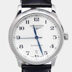 Longines Silver Stainless Steel Leather Master Collection L2.628.4.78.3 Men's Wristwatch 38.5 mm