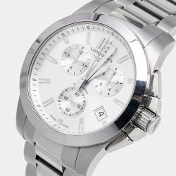 Longines Silver Stainless Steel Conquest L3.660.4.76.6 Men's Wristwatch 41 mm 