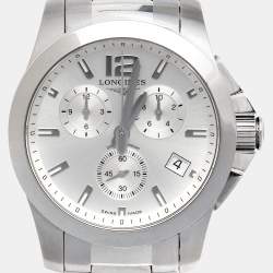 Longines Silver Stainless Steel Conquest L3.660.4.76.6 Men's Wristwatch 41 mm 