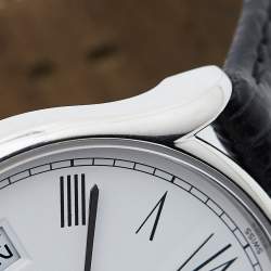 Longines White Stainless Steel Leather Lyre L4.759.4.11.2 Men's Wristwatch 35 mm