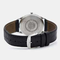 Longines White Stainless Steel Leather Lyre L4.759.4.11.2 Men's Wristwatch 35 mm