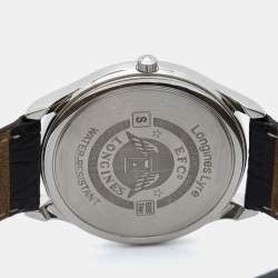 Longines White Stainless Steel Leather Lyre L4.759.4.11.2 Men's Wristwatch 35 mm