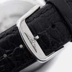 Longines White Stainless Steel Leather Lyre L4.759.4.11.2 Men's Wristwatch 35 mm