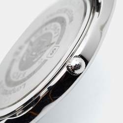 Longines White Stainless Steel Leather Lyre L4.759.4.11.2 Men's Wristwatch 35 mm