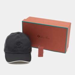 Pre Owned Loro Piana Dark Grey Satin Logo Baseball Cap S