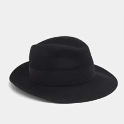مملوكة مسبقًا Loro Piana Black Black Felt Pier Hat M