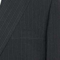 Pre Owned Loro Piana Black Pinstripe Wool Super 180's Suit L
