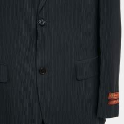 Pre Owned Loro Piana Black Pinstripe Wool Super 180's Suit L