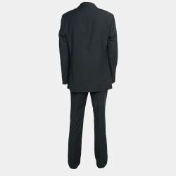 Pre Owned Loro Piana Black Pinstripe Wool Super 180's Suit L