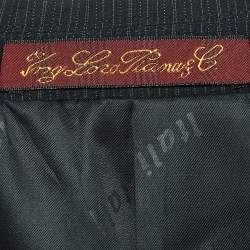 Pre Owned Loro Piana Black Pinstripe Wool Super 180's Suit L