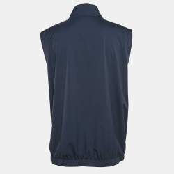 Pre Owned Loro Piana Navy Blue Nylon and Wool Reversible Vest 4XL