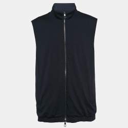 Pre Owned Loro Piana Navy Blue Nylon and Wool Reversible Vest 4XL