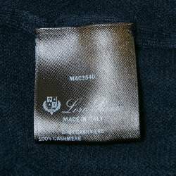 Pre Owned Loro Piana Navy Blue Cashmere Knit Crew Neck Sweater 4XL