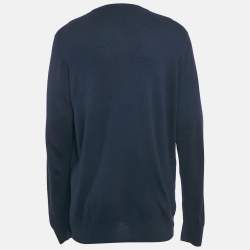Pre Owned Loro Piana Navy Blue Cashmere Knit Crew Neck Sweater 4XL