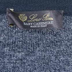 Pre Owned Loro Piana Navy Blue Cashmere Knit Crew Neck Sweater 4XL