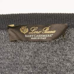 Pre Owned Loro Piana Grey Baby Cashmere V-Neck Sweater M