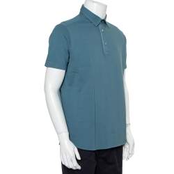 Pre Owned Loro Piana Blue Stretch Cotton Polo T-Shirt L
