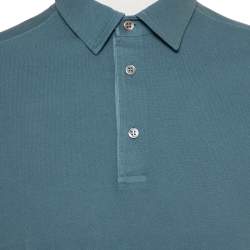 Pre Owned Loro Piana Blue Stretch Cotton Polo T-Shirt L