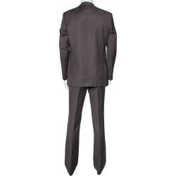 Pre Owned Loro Piana Grey Striped Wool Canvas Suit L