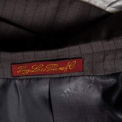 Pre Owned Loro Piana Grey Striped Wool Canvas Suit L