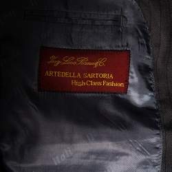 Pre Owned Loro Piana Grey Striped Wool Canvas Suit L