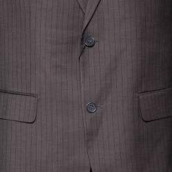 Pre Owned Loro Piana Grey Striped Wool Canvas Suit L