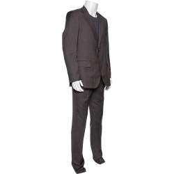 Pre Owned Loro Piana Grey Striped Wool Canvas Suit L