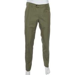 Pre Owned Loro Piana Olive Green Cotton Slim Fit Trousers XXL