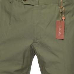 Pre Owned Loro Piana Olive Green Cotton Slim Fit Trousers XXL