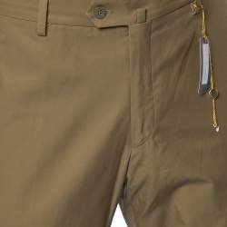 Pre Owned Loro Piana Khaki Green Cotton Slim Fit Trousers XXL