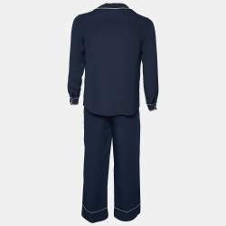 Pre Owned Loro Piana Navy Blue Matt Silk Dyonne Shirt & Pants Loungewear S