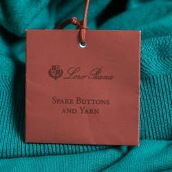 Pre Owned Loro Piana Green Cotton Knit Drawstring Joggers L