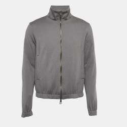 Pre Owned Loro Piana Grey Nylon and Cashmere Reversable Windmate Bomber Jacket M