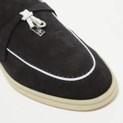 Pre Owned Loro Piana Black Suede Summer Charms Walk Loafers Size 39
